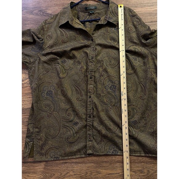 Lauren Ralph Lauren Womens 3X Paisley Button Front Shirt Blouse 100% - Picture 7 of 7